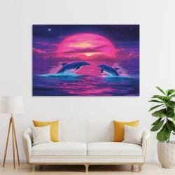 Dauphin Peinture sur toile sans cadre, impressions posters art mural pour déco maison chambre bureau