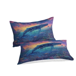 Baleine Housse de Couette Imprimée 3D Douce 3 Pièces Literie Garçons Filles