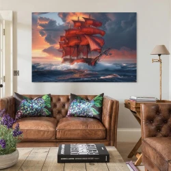 Voilier Peinture sur toile sans cadre, impressions posters art mural pour déco maison chambre bureau