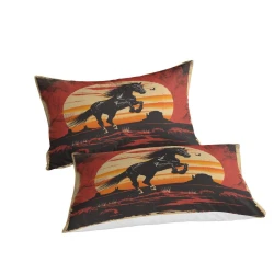 Cheval Housse de Couette Imprimée 3D Douce 3 Pièces Literie Garçons Filles