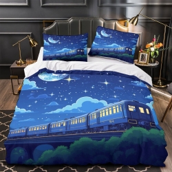 Steam Train 3D Printed Duvet Cover Soft 3 Piece Boys Girls Bedding quilt cover