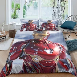 Avengers Iron Man Housse de Couette Imprimée 3D Douce 3 Pièces Literie Garçons Filles