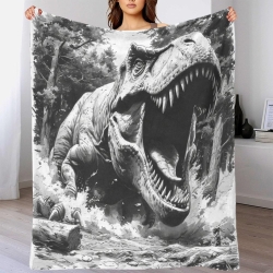 Dinosaure Plaid en Polaire Imprimé 3D Couverture Douce Confortable pour Canapé Lit Bureau