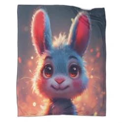 Lapin Petit lapin Plaid en Polaire Imprimé 3D Couverture Douce Confortable pour Canapé Lit Bureau