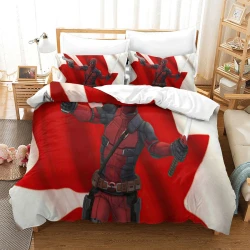 Deadpool Marvel Housse de Couette Imprimée 3D Douce 3 Pièces Literie Garçons Filles