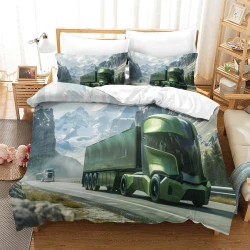 Gros camion Housse de Couette Imprimée 3D Douce 3 Pièces Literie Garçons Filles