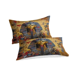 Pharaon égyptien Housse de Couette Imprimée 3D Douce 3 Pièces Literie Garçons Filles