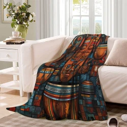 Tambours africains Plaid en Polaire Imprimé 3D Couverture Douce Confortable pour Canapé Lit Bureau
