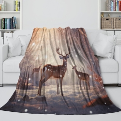 Cerf sika Plaid en Polaire Imprimé 3D Couverture Douce Confortable pour Canapé Lit Bureau
