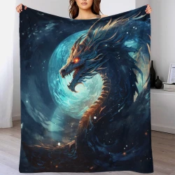 occidental Dragon Plaid en Polaire Imprimé 3D Couverture Douce Confortable pour Canapé Lit Bureau