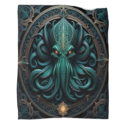 Mythe de l'horreur Cthulhu Plaid en Polaire Imprimé 3D Couverture Douce Confortable pour Canapé Lit Bureau