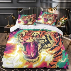 Tigre Housse de Couette Imprimée 3D Douce 3 Pièces Literie Garçons Filles