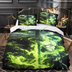 Tueur de démons: Demon Slayer Housse de Couette Imprimée 3D Douce 3 Pièces Literie Garçons Filles