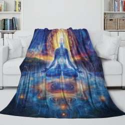Bouddha Plaid en Polaire Imprimé 3D Couverture Douce Confortable pour Canapé Lit Bureau