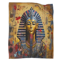 Pharaon égyptien Plaid en Polaire Imprimé 3D Couverture Douce Confortable pour Canapé Lit Bureau