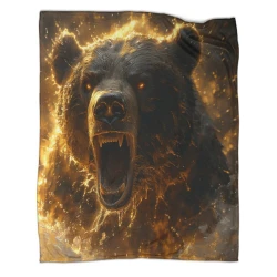 Ours noir Plaid en Polaire Imprimé 3D Couverture Douce Confortable pour Canapé Lit Bureau