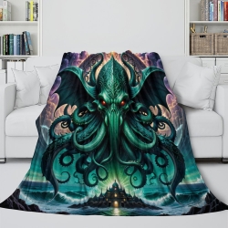Mythe de l'horreur Cthulhu Plaid en Polaire Imprimé 3D Couverture Douce Confortable pour Canapé Lit Bureau