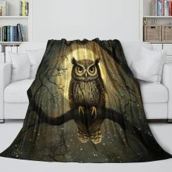 Hibou Plaid en Polaire Imprimé 3D Couverture Douce Confortable pour Canapé Lit Bureau