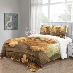 Golden Retriever Housse de Couette Imprimée 3D Douce 3 Pièces Literie Garçons Filles