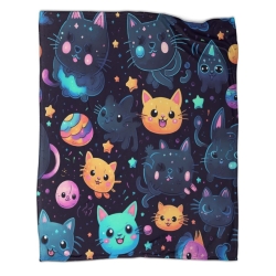 Chat Plaid en Polaire Imprimé 3D Couverture Douce Confortable pour Canapé Lit Bureau