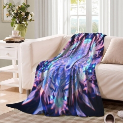 Loup Plaid en Polaire Imprimé 3D Couverture Douce Confortable pour Canapé Lit Bureau