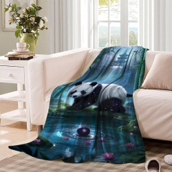 Panda Plaid en Polaire Imprimé 3D Couverture Douce Confortable pour Canapé Lit Bureau