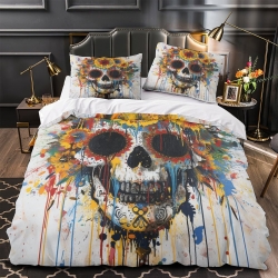 Crâne Housse de Couette Imprimée 3D Douce 3 Pièces Literie Garçons Filles