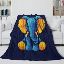 Éléphant Plaid en Polaire Imprimé 3D Couverture Douce Confortable pour Canapé Lit Bureau