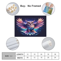 Hibou Peinture sur toile sans cadre, impressions posters art mural pour déco maison chambre bureau