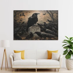Corbeau Peinture sur toile sans cadre, impressions posters art mural pour déco maison chambre bureau