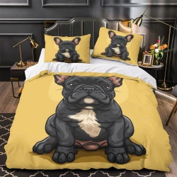 Bulldog francés Funda Nórdica Impresa en 3D Suave 3 Piezas Ropa de Cama para Niños Niñas