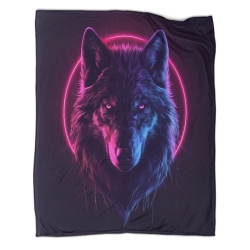 Loup Plaid en Polaire Imprimé 3D Couverture Douce Confortable pour Canapé Lit Bureau