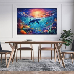 Dauphin Peinture sur toile sans cadre, impressions posters art mural pour déco maison chambre bureau