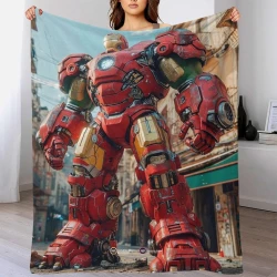 Avengers Iron Man Plaid en Polaire Imprimé 3D Couverture Douce Confortable pour Canapé Lit Bureau