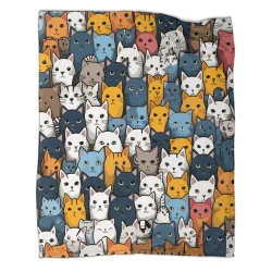 CARTOON Gatto Coperta in Pile Stampata 3D Morbida e Confortevole per Divano Letto Ufficio