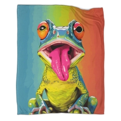 Grenouille Plaid en Polaire Imprimé 3D Couverture Douce Confortable pour Canapé Lit Bureau
