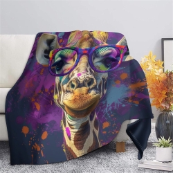 Girafe Plaid en Polaire Imprimé 3D Couverture Douce Confortable pour Canapé Lit Bureau