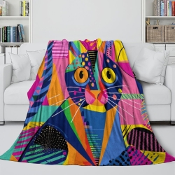Cat 3D Printed Fleece Throw Blanket Soft Cozy Blanket for Couch Sofa Bed Office