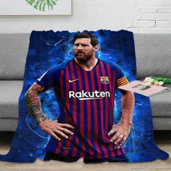 Lionel Messi Plaid en Polaire Imprimé 3D Couverture Douce Confortable pour Canapé Lit Bureau