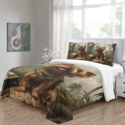 Yorkshire Terrier Housse de Couette Imprimée 3D Douce 3 Pièces Literie Garçons Filles