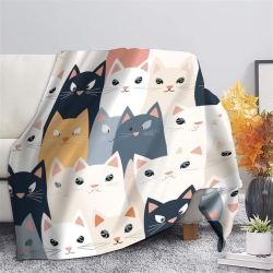 Chat Plaid en Polaire Imprimé 3D Couverture Douce Confortable pour Canapé Lit Bureau