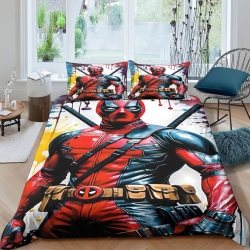 Deadpool Marvel Housse de Couette Imprimée 3D Douce 3 Pièces Literie Garçons Filles
