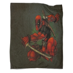 Marvel Deadpool Plaid en Polaire Imprimé 3D Couverture Douce Confortable pour Canapé Lit Bureau