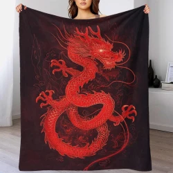 Dragon Plaid en Polaire Imprimé 3D Couverture Douce Confortable pour Canapé Lit Bureau