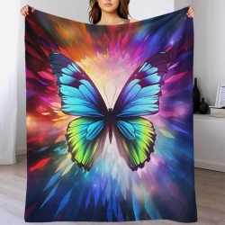 Papillon Plaid en Polaire Imprimé 3D Couverture Douce Confortable pour Canapé Lit Bureau