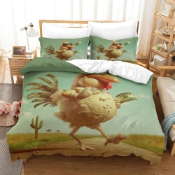 Coq Housse de Couette Imprimée 3D Douce 3 Pièces Literie Garçons Filles