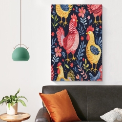 Coq Peinture sur toile sans cadre, impressions posters art mural pour déco maison chambre bureau