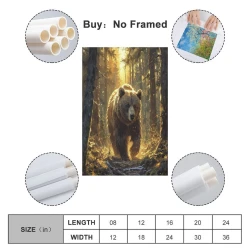 Ours brun Peinture sur toile sans cadre, impressions posters art mural pour déco maison chambre bureau