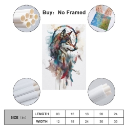 Loup Peinture sur toile sans cadre, impressions posters art mural pour déco maison chambre bureau