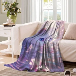 Cute Chat Plaid en Polaire Imprimé 3D Couverture Douce Confortable pour Canapé Lit Bureau